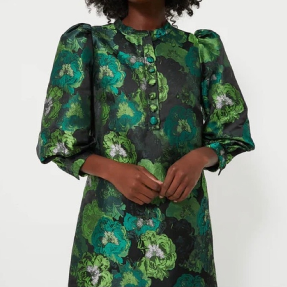 Pomander Place Samantha Green Jacquard Dress - Small
